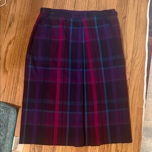 Dior THE SUIT Vintage 80s Wool Plaid Pencil Skirt in Purple, Red and Blue